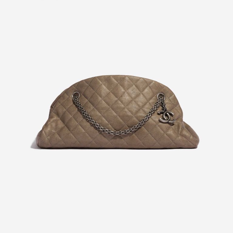 Pre-owned Chanel bag Mademoiselle Medium Calf Khaki Green Front | Sell your designer bag on Saclab.com