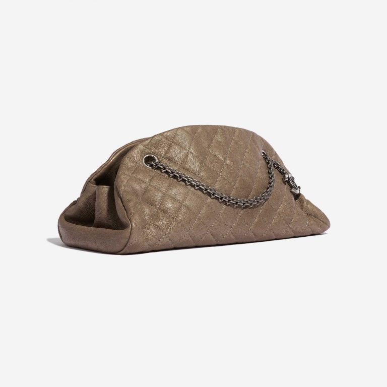 Pre-owned Chanel bag Mademoiselle Medium Calf Khaki Green Side Front | Sell your designer bag on Saclab.com