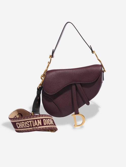 Pre-owned Dior bag Saddle Medium Calf Bordeaux Red Front | Sell your designer bag on Saclab.com
