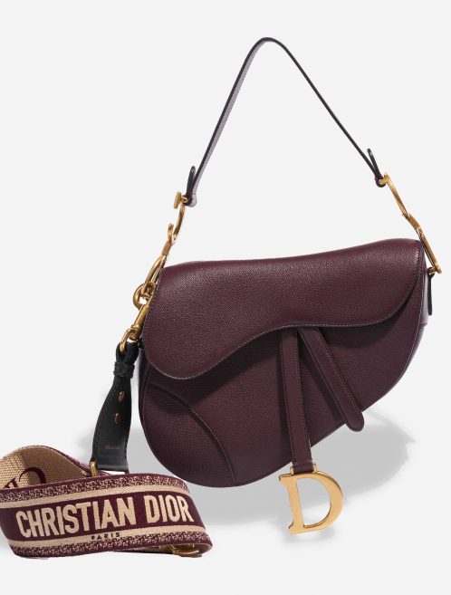 Pre-owned Dior bag Saddle Medium Calf Bordeaux Red Front | Sell your designer bag on Saclab.com