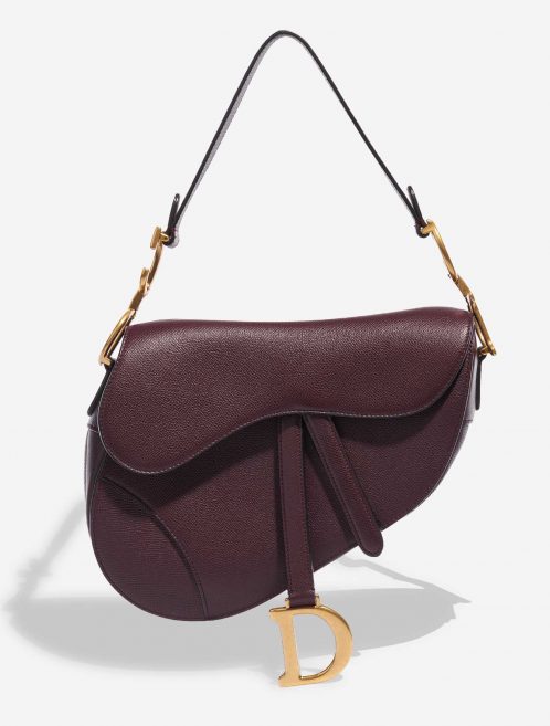 Pre-owned Dior bag Saddle Medium Calf Bordeaux Red Front | Sell your designer bag on Saclab.com