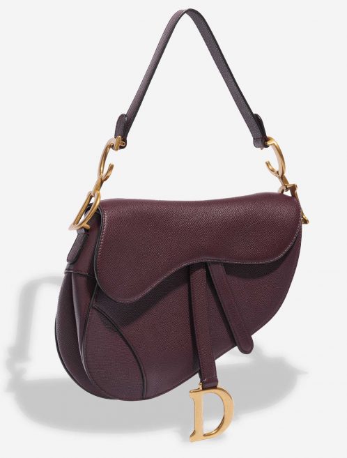 Pre-owned Dior bag Saddle Medium Calf Bordeaux Red Side Front | Sell your designer bag on Saclab.com