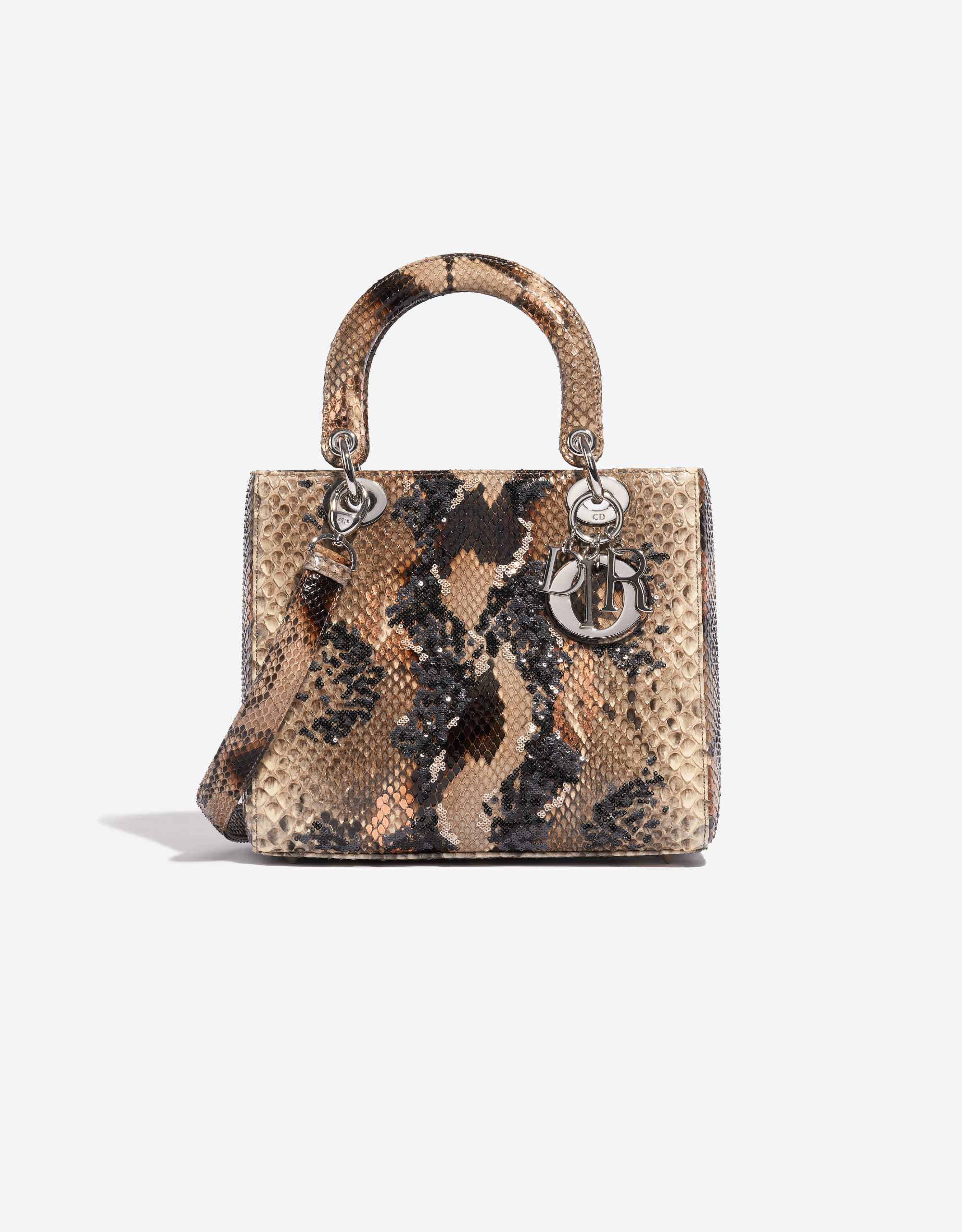 Dior Lady Medium Python Sequins Beige Black Orange SACLÀB