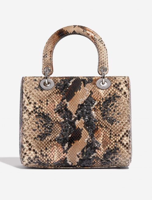 Pre-owned Dior bag Lady Medium Python / Sequins Beige / Black / Orange Beige, Black, Orange Back | Sell your designer bag on Saclab.com