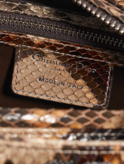 Pre-owned Dior bag Lady Medium Python / Sequins Beige / Black / Orange Beige, Black, Orange Logo | Sell your designer bag on Saclab.com