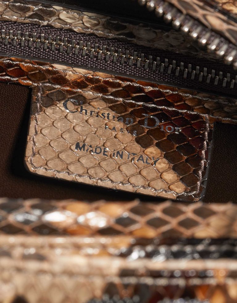 Pre-owned Dior bag Lady Medium Python / Sequins Beige / Black / Orange Beige, Black, Orange Logo | Sell your designer bag on Saclab.com