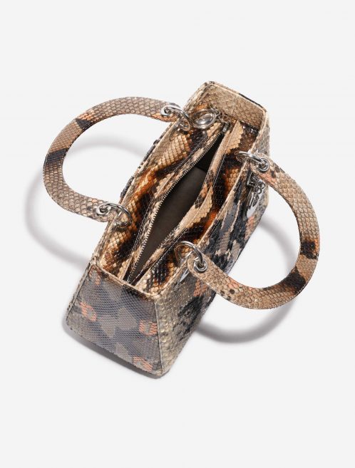 Pre-owned Dior bag Lady Medium Python / Sequins Beige / Black / Orange Beige, Black, Orange Inside | Sell your designer bag on Saclab.com