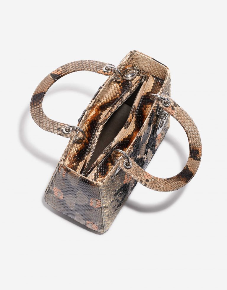 Pre-owned Dior bag Lady Medium Python / Sequins Beige / Black / Orange Beige, Black, Orange Inside | Sell your designer bag on Saclab.com