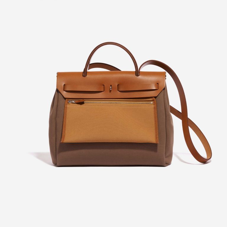 Pre-owned Hermès bag Herbag 31 Toile / Vache Hunter Etoupe-Dune / Fauve Brown Back | Sell your designer bag on Saclab.com