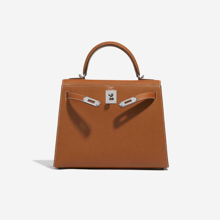 Pre-owned Hermès bag Kelly 28 Epsom Gold Brown Front Open | Sell your designer bag on Saclab.com