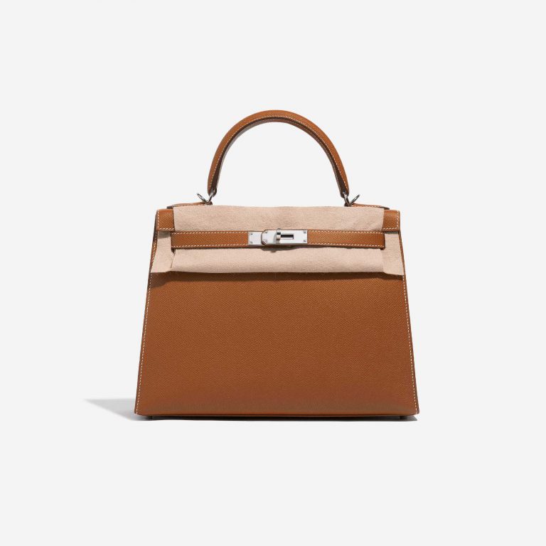 Pre-owned Hermès bag Kelly 28 Epsom Gold Brown Front Velt | Sell your designer bag on Saclab.com