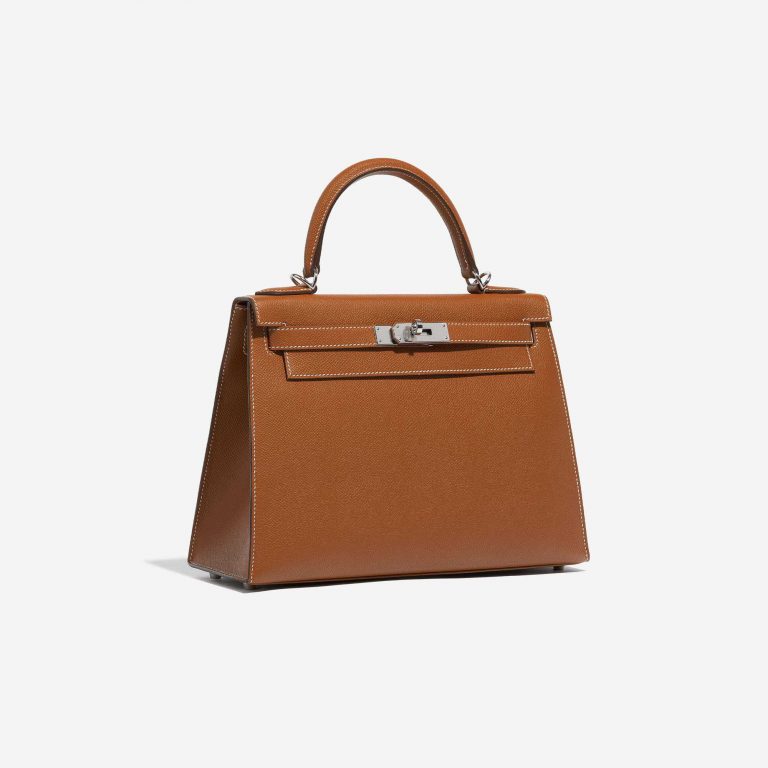 Pre-owned Hermès bag Kelly 28 Epsom Gold Brown Side Front | Sell your designer bag on Saclab.com