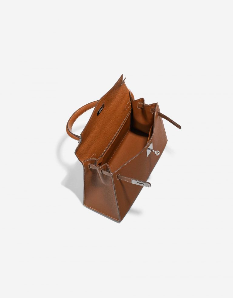 Pre-owned Hermès bag Kelly 28 Epsom Gold Brown Inside | Sell your designer bag on Saclab.com