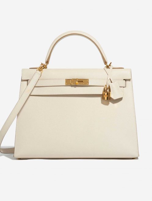 Pre-owned Hermès bag Kelly 32 Epsom Craie Grey Front | Sell your designer bag on Saclab.com
