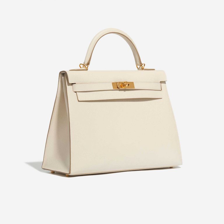 Pre-owned Hermès bag Kelly 32 Epsom Craie Grey Side Front | Sell your designer bag on Saclab.com