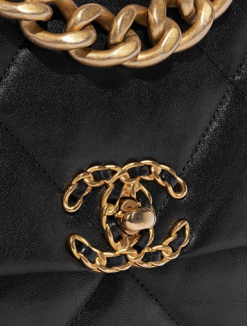 Pre-owned Chanel bag 19 Large Flap Bag Lambskin Black Black Closing System | Sell your designer bag on Saclab.com