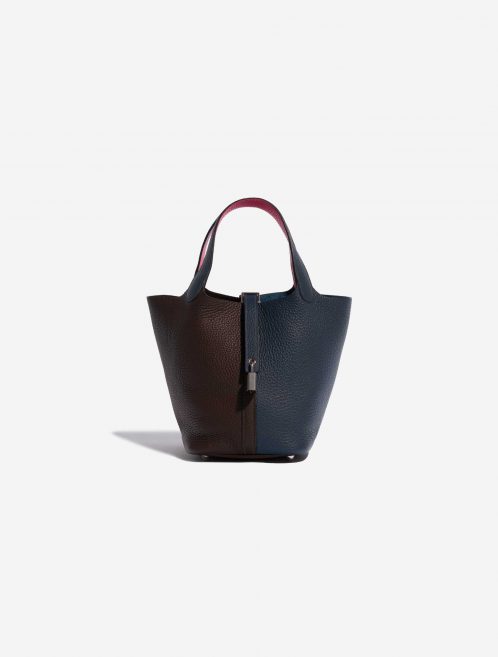 Pre-owned Hermès bag Picotin 18 Taurillon Clemence Bleu Nuit / Rouge Sellier /  Framboise Blue, Pink, Red Front | Sell your designer bag on Saclab.com