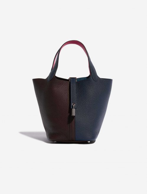 Pre-owned Hermès bag Picotin 18 Taurillon Clemence Bleu Nuit / Rouge Sellier /  Framboise Blue, Pink, Red Front | Sell your designer bag on Saclab.com