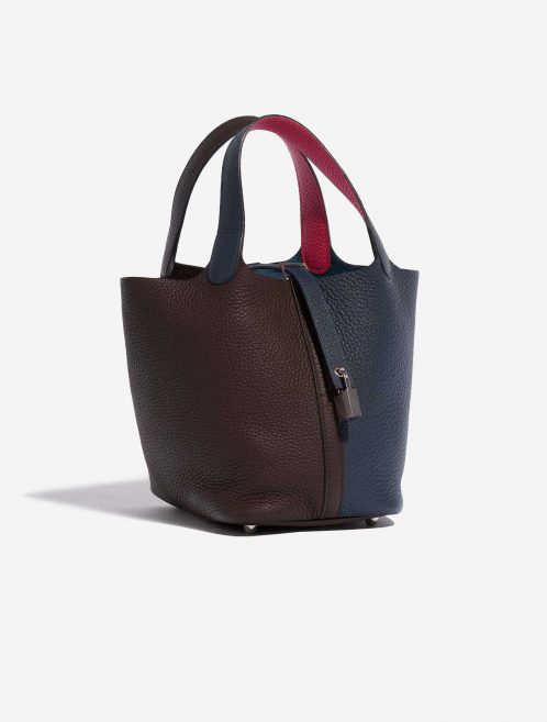 Pre-owned Hermès bag Picotin 18 Taurillon Clemence Bleu Nuit / Rouge Sellier /  Framboise Blue, Pink, Red Side Front | Sell your designer bag on Saclab.com