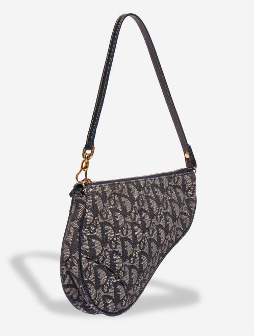 Pre-owned Dior bag Saddle Clutch Oblique Jacquard Blue Blue Side Front | Sell your designer bag on Saclab.com
