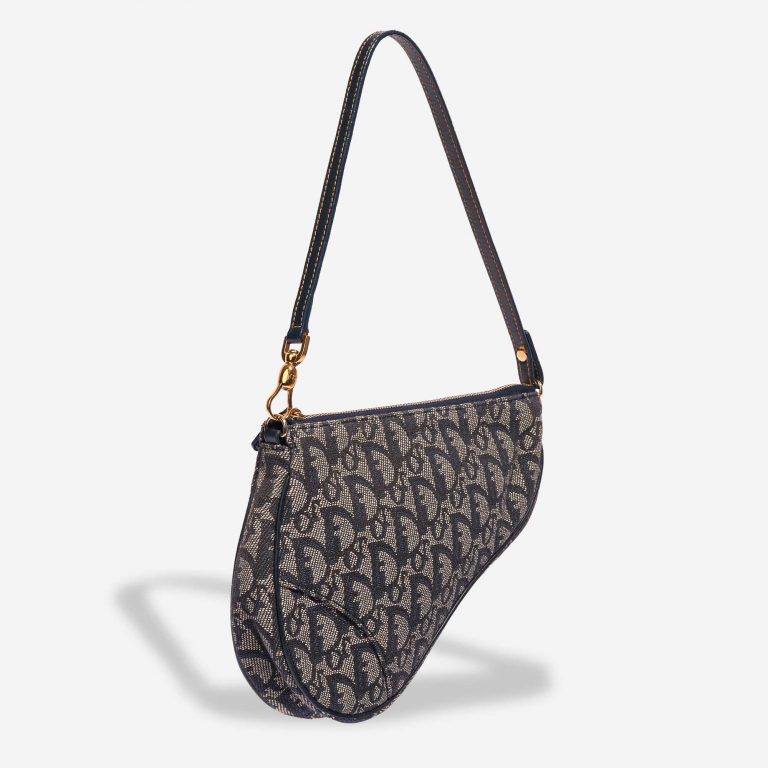 Pre-owned Dior bag Saddle Clutch Oblique Jacquard Blue Blue Side Front | Sell your designer bag on Saclab.com