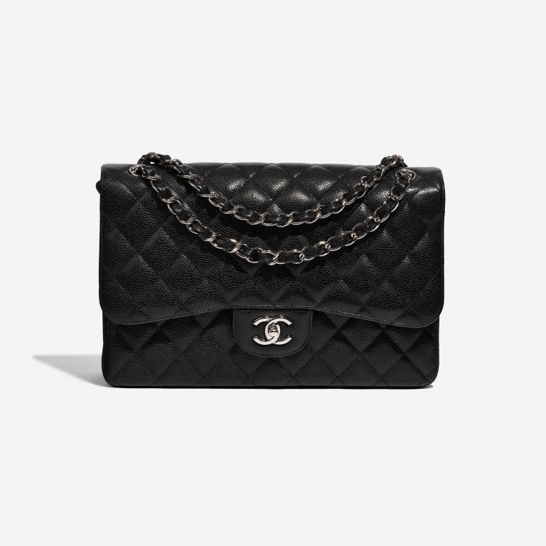 Pre-owned Chanel bag Timeless Jumbo Caviar Black Black Front | Sell your designer bag on Saclab.com