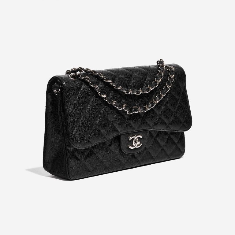 Pre-owned Chanel bag Timeless Jumbo Caviar Black Black Side Front | Sell your designer bag on Saclab.com