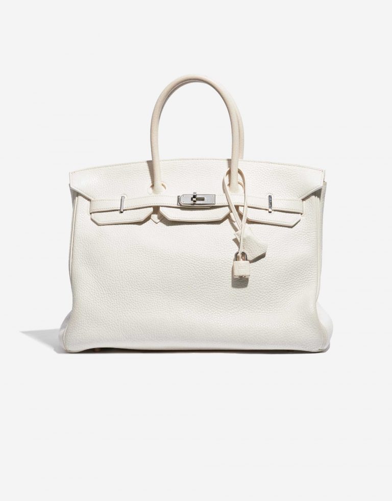 Pre-owned Hermès bag Birkin 35 Clemence White White Front | Sell your designer bag on Saclab.com