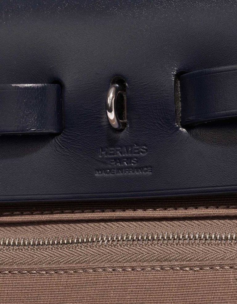 Pre-owned Hermès bag Herbag 31 Canvas / Vache Hunter  Etoupe / Blue Indigo Brown Logo | Sell your designer bag on Saclab.com