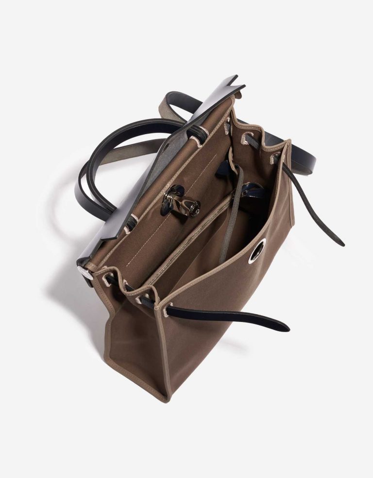 Pre-owned Hermès bag Herbag 31 Canvas / Vache Hunter  Etoupe / Blue Indigo Brown Inside | Sell your designer bag on Saclab.com