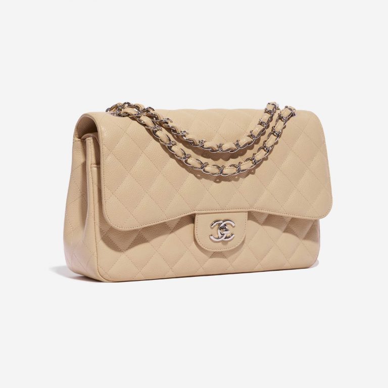 Pre-owned Chanel bag Timeless Jumbo Caviar Beige Beige Side Front | Sell your designer bag on Saclab.com
