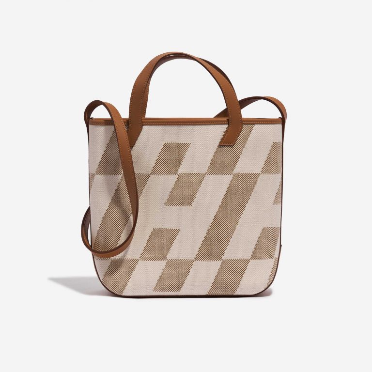 Pre-owned Hermès bag Cabas H en Biais 27 Toile H / Swift Ecru / Nature / Gold Beige, Brown, White Front | Sell your designer bag on Saclab.com