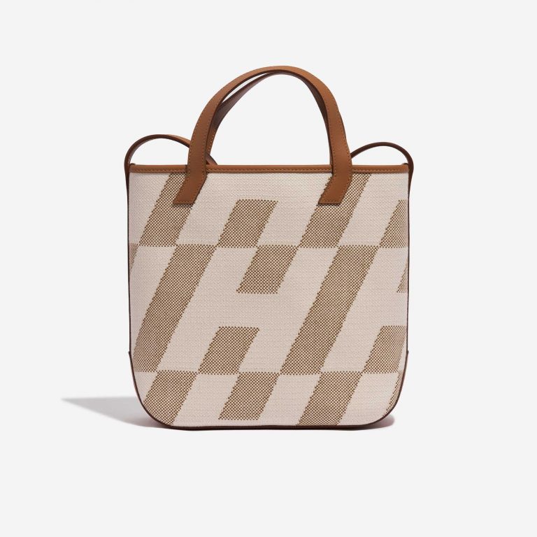 Pre-owned Hermès bag Cabas H en Biais 27 Toile H / Swift Ecru / Nature / Gold Beige, Brown, White Back | Sell your designer bag on Saclab.com