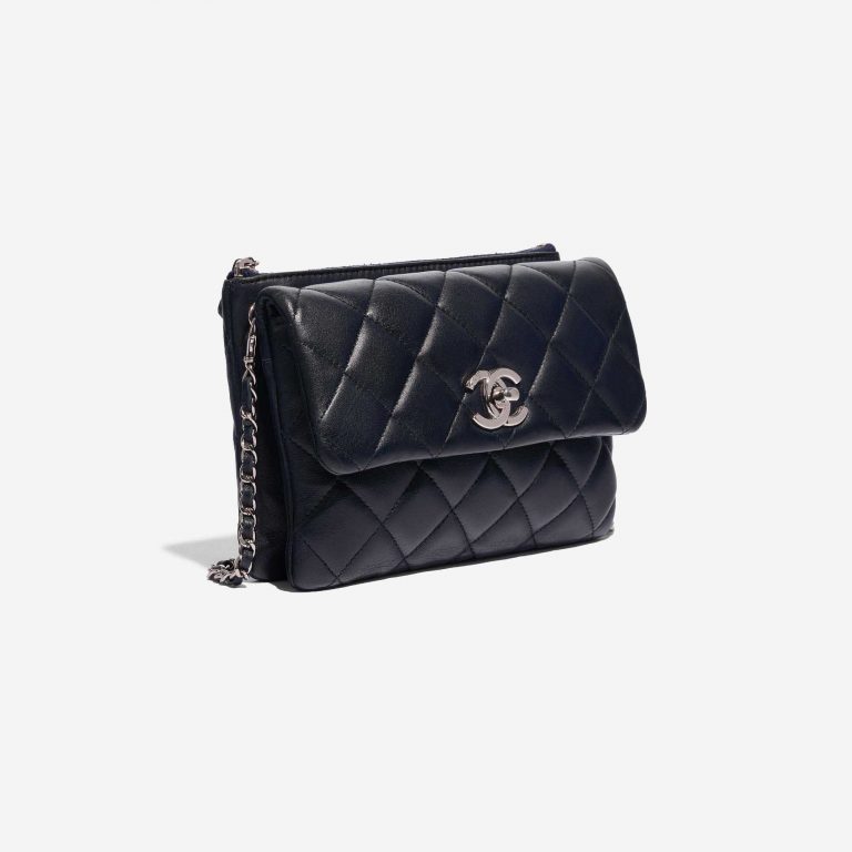 Pre-owned Chanel bag Timeless Small Flap Bag Lambskin Dark Blue Blue Side Front | Sell your designer bag on Saclab.com