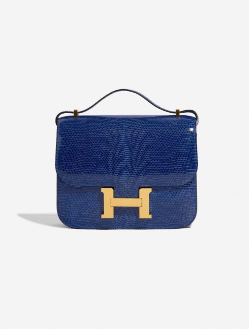 Pre-owned Hermès bag Constance 18 Salvator Lizard Blue Sapphire Blue Front | Sell your designer bag on Saclab.com