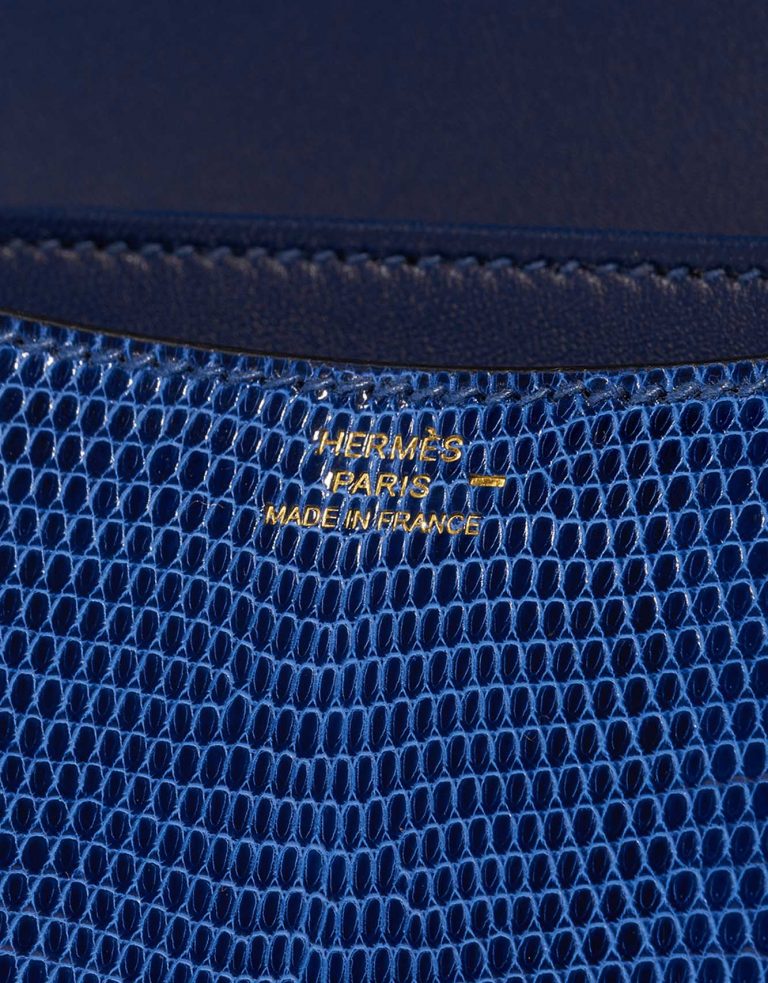 Pre-owned Hermès bag Constance 18 Salvator Lizard Blue Sapphire Blue Logo | Sell your designer bag on Saclab.com