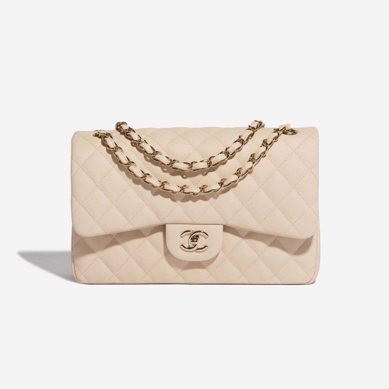 Pre-owned Chanel bag Timeless Jumbo Caviar Light Beige Beige Front | Sell your designer bag on Saclab.com