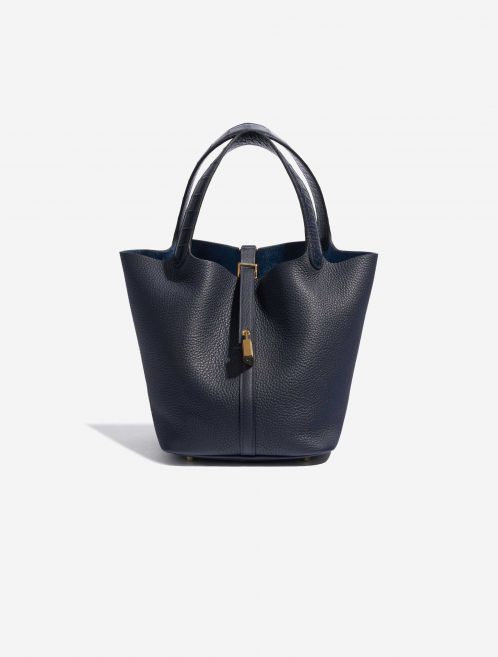 Pre-owned Hermès bag Picotin Touch 22 Matte Alligator / Clemence Blue Nuit / Blue Marine Blue Front | Sell your designer bag on Saclab.com