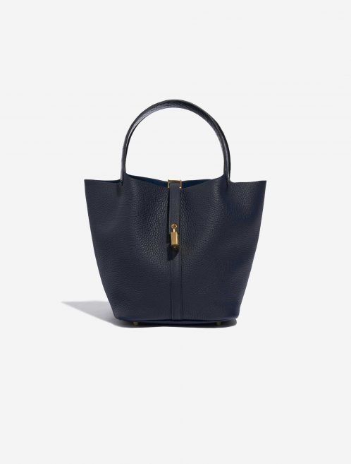 Pre-owned Hermès bag Picotin Touch 22 Matte Alligator / Clemence Blue Nuit / Blue Marine Blue Front | Sell your designer bag on Saclab.com