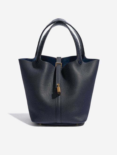 Pre-owned Hermès bag Picotin Touch 22 Matte Alligator / Clemence Blue Nuit / Blue Marine Blue Front | Sell your designer bag on Saclab.com
