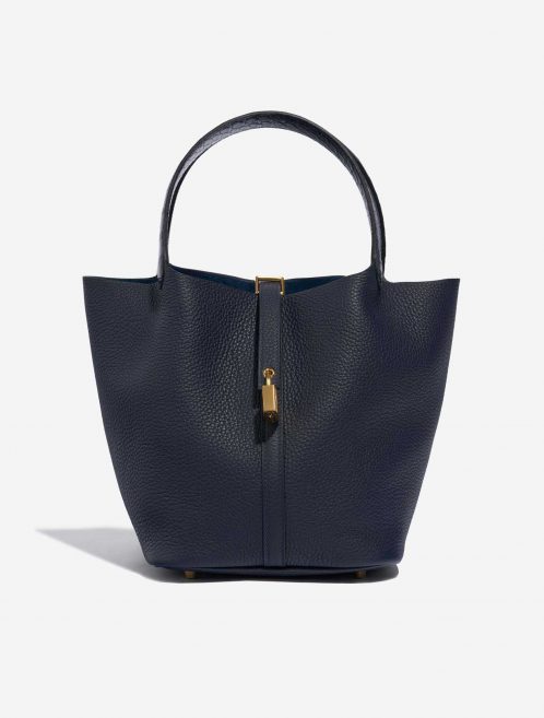 Pre-owned Hermès bag Picotin Touch 22 Matte Alligator / Clemence Blue Nuit / Blue Marine Blue Front | Sell your designer bag on Saclab.com