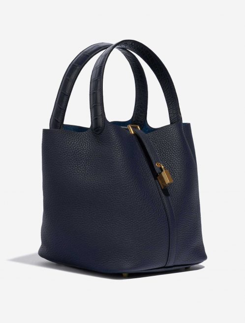 Pre-owned Hermès bag Picotin Touch 22 Matte Alligator / Clemence Blue Nuit / Blue Marine Blue Side Front | Sell your designer bag on Saclab.com