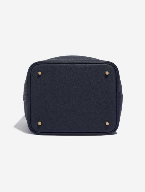 Pre-owned Hermès bag Picotin Touch 22 Matte Alligator / Clemence Blue Nuit / Blue Marine Blue Bottom | Sell your designer bag on Saclab.com