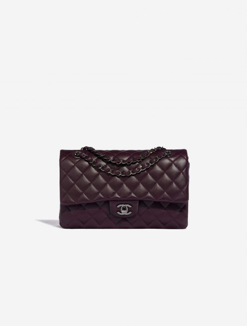 Pre-owned Chanel bag Timeless Medium Lamb Aubergine Purple Violet Front | Sell your designer bag on Saclab.com