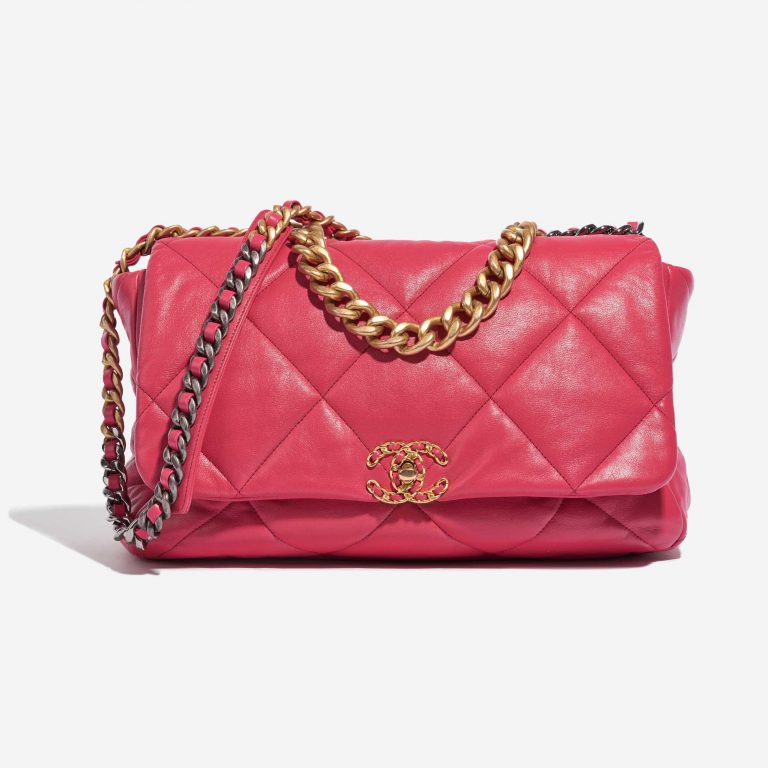 Pre-owned Chanel bag 19 Maxi Flap Bag Lamb Pink Pink Front | Sell your designer bag on Saclab.com