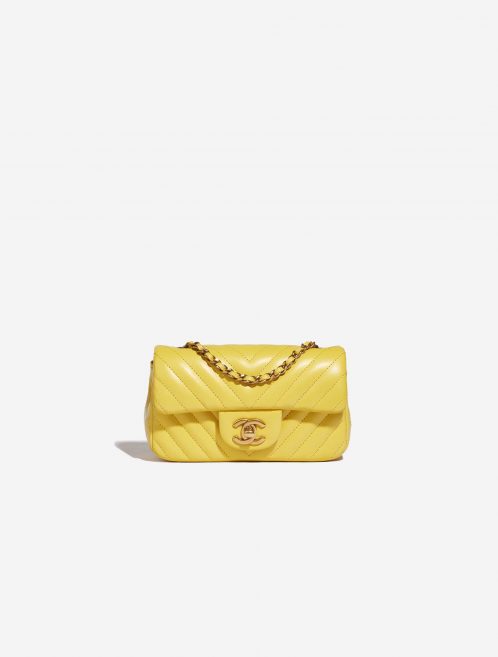 Pre-owned Chanel bag Timeless Extra Mini Chevron Lamb Yellow Yellow Front | Sell your designer bag on Saclab.com