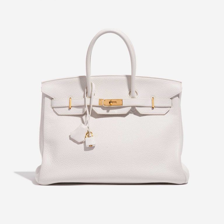 Pre-owned Hermès bag Birkin 35 Clemence White White Front | Sell your designer bag on Saclab.com