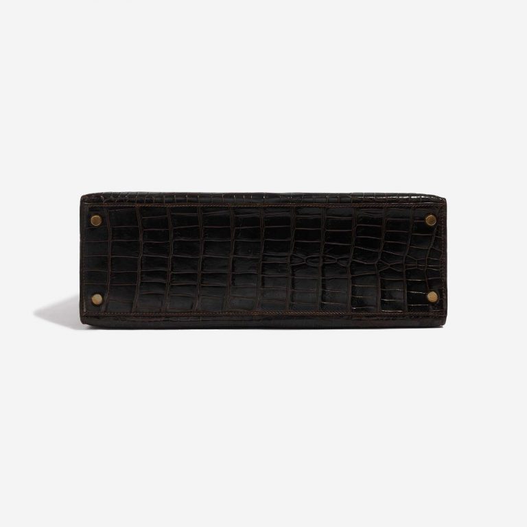 Pre-owned Hermès bag Kelly 32 Porosus Crocodile Dark Brown Brown Bottom | Sell your designer bag on Saclab.com