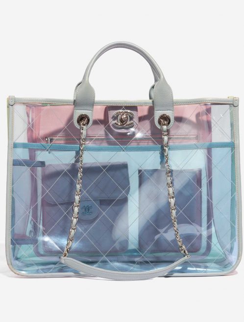 Pre-owned Chanel bag Shopping Tote PVC / Leather Transparent / Multicolor Multicolour, Transparent Front | Sell your designer bag on Saclab.com