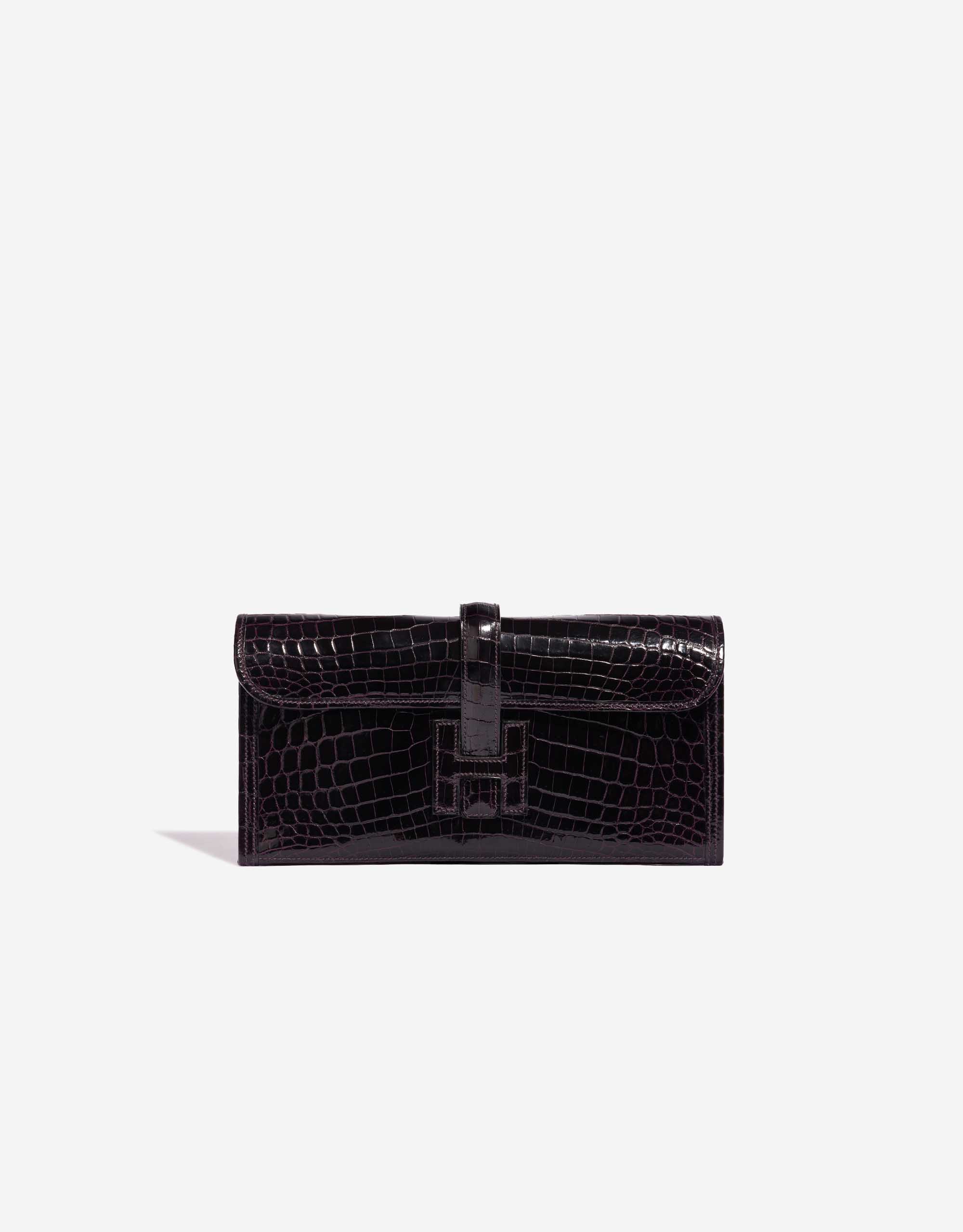 Hermès Jige Clutch Shiny Niloticus Crocodile Prunoir | SACLÀB